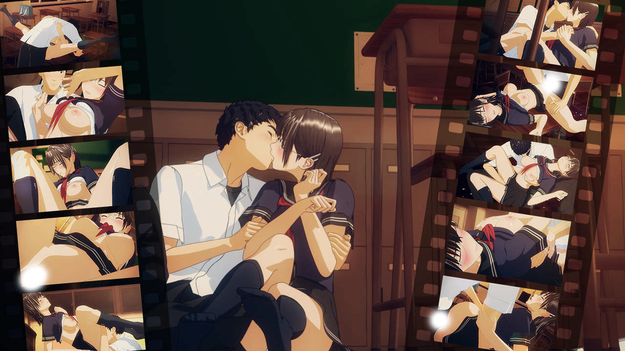 教室で初めてのキスを交わす主人公と学級委員長の女の子